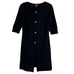 Fetching Women Small? Silk Cashmere Knit Sweater Long Cardigan Black Buttoned